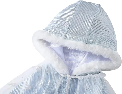 Vista 4 de Capa de princesa para niñas, disfraz de Elsa, capa de Navidad con capucha para niños, ropa de vestir