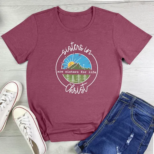 Vista 2 de BLACKMYTH Lindas camisetas gráficas casuales con cuello redondo para mujer