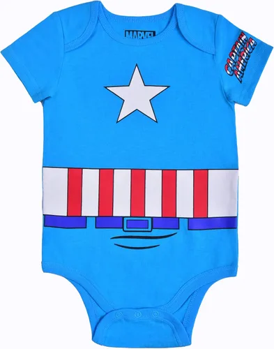 Vista 2 de Marvel Conjunto de body y gorro de manga corta de superhéroe para recién nacido y bebé, Spider-ManThorCapitán AméricaHulkIron Man