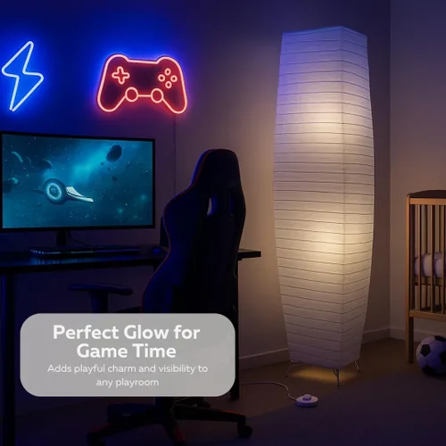 Vista 4 de LIGHTACCENTS Lámparas de pie de papel de arroz para sala de estar, paquete de 2 lámparas de pie de papel blanco con interruptor de pie