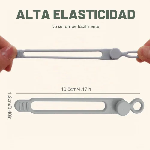 Vista 2 de Organizador de cables de datos, actualización 2025, bridas de cable reutilizables, bridas de cable de silicona multiusos, organizador de gestión
