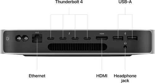 Vista 3 de Apple Computadora de escritorio Mac mini 2023 con chip Apple M2 Pro con CPU de 10 núcleos y GPU de 16 núcleos, memoria unificada de 16 GB