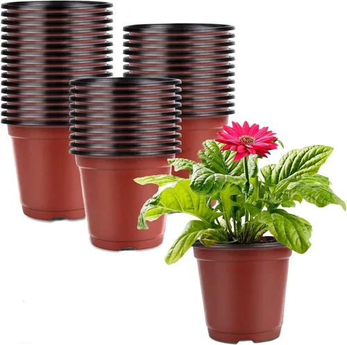 Vista 9 de 100 macetas de plástico para vivero, macetas de plástico reutilizables para suculentas, plántulas, esquejes, trasplante, plántulas con agujeros
