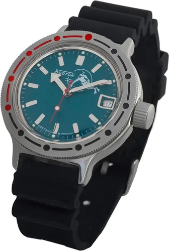 Vista 2 de Vostok Amphibian - Reloj de pulsera automático para hombre con cuerda militar de buceo con caja