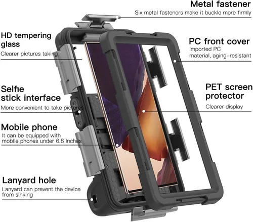 Vista 4 de Funda impermeable para teléfono, funda de teléfono de buceo para iPhone Samsung Galaxy Google LG Series, subacuática profesional de 50 pies al aire
