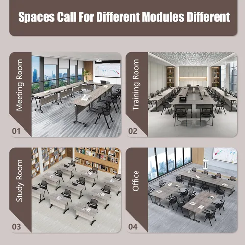 Vista 6 de Paquete de 2 mesas de conferencias plegables, mesa de entrenamiento modular Olmo
