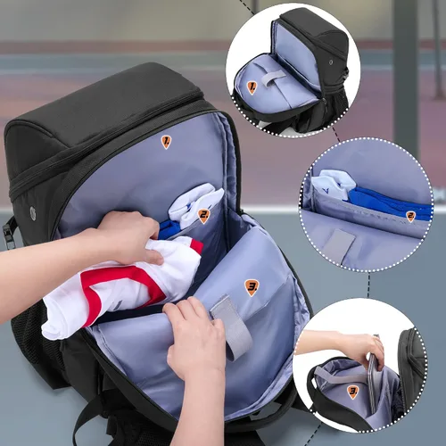 Vista 3 de DSLEAF - Mochila de baloncesto para hombres, bolsa de fútbol con compartimento para pelota y zapatillas para baloncesto, fútbol, entrenamiento