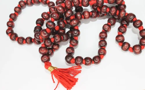 Vista 3 de IS4A Collar de cuentas Japa Mala de madera roja (palisandro) de 0.315 pulgadas + 1 oración de meditación anudada a mano