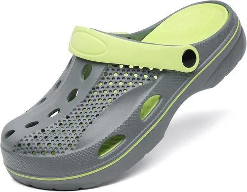 Vista 5 de VZQ Zuecos con soporte de arco para mujeres y hombres, pantuflas de jardín, sandalias de playa para exteriores, con plantillas de pies para fascitis