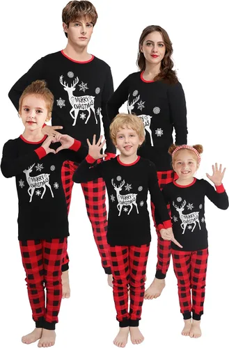 Vista 7 de KikizYe Pijamas a juego de Navidad, festividades para la familia Niños/Rojo/Reno
