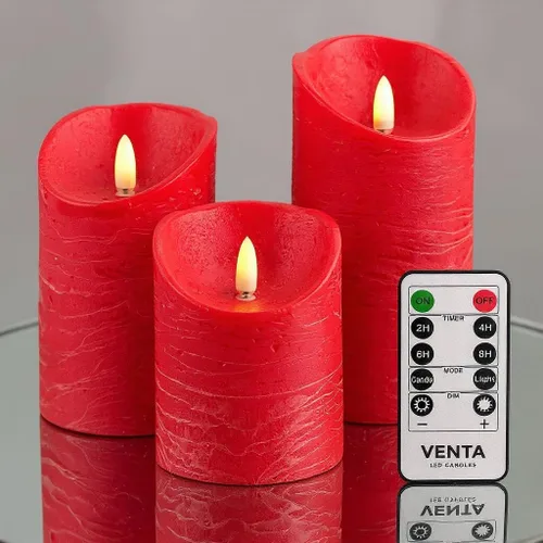 Vista 12 de VENTA Juego de 3 velas de pilar de marfil cálido Velas de cera real operadas por baterías con llama parpadeante Decoración atemporal para todo