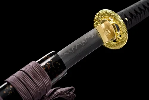 Vista 6 de Katana de acero forjado a mano de 41 pulgadas, espada samurái funcional de espiga completa con hoja pulida de espejo muy afilada, Katana de dragón