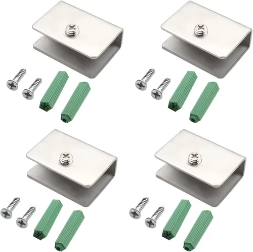 Vista 7 de 4 piezas de acero inoxidable ajustable soporte de estante de vidrio rectangular pequeña puerta gabinete abrazadera clip soporte para 0.236-0.315 in