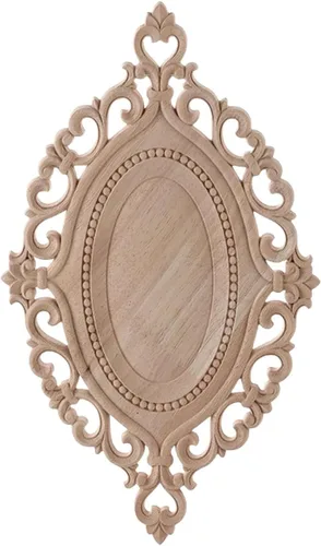 Vista 23 de Apliques de madera tallada en madera tallada calcomanía sin pintar muebles cama puerta gabinete decoración (01,12x9cm/4.72x3.54inch)