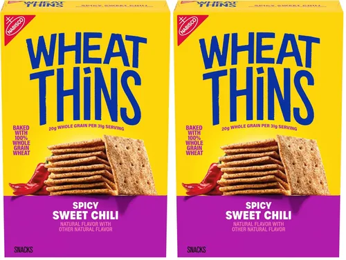 Vista 11 de Wheat Thins Snacks picantes de chile dulce, galletas de trigo integral, galletas de aperitivos, 8.5 onzas