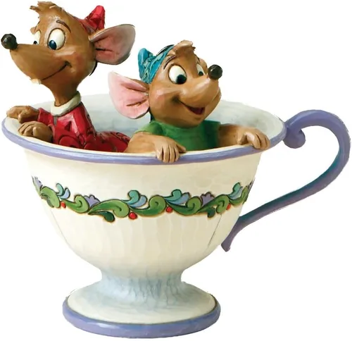 Vista 5 de Enesco Disney Traditions by Jim Shore - Figura de taza de té de Cenicienta Jaq y Gus, 4.5 pulgadas, multicolor