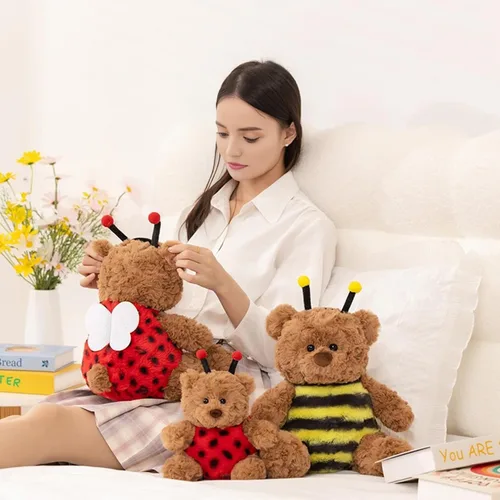 Vista 2 de Oso de peluche suave, juguetes de peluche con disfraz de mariquita, oso de peluche, disfraz de mariquita, oso de peluche, regalo para niños y amantes