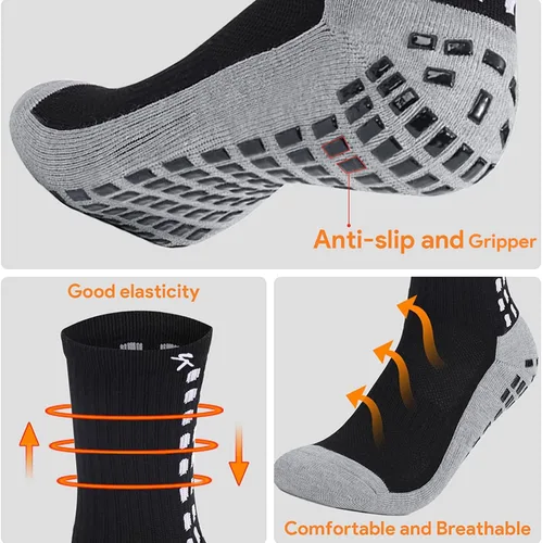 Vista 4 de Calcetines deportivos para hombre, calcetines de fútbol para hombres 9-12, antideslizantes, deportivos, 134 pares
