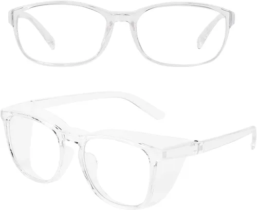Vista 10 de willochra Paquete de 2 gafas de seguridad antivaho con protección lateral, bloqueo de luz azul, cómodas gafas de laboratorio transparentes