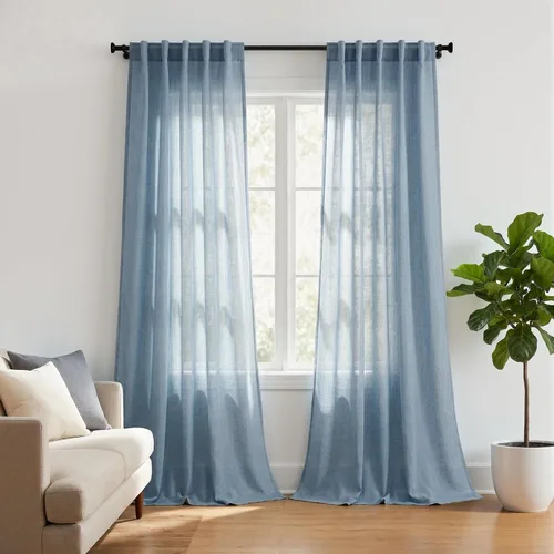 Vista 63 de Mrs.Naturall Cortinas negras de 45 pulgadas de largo, cortinas cortas de lino transparente para privacidad para cocina, dormitorio, ventanas