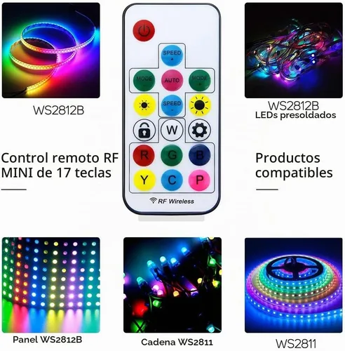 Vista 4 de ALITOVE WS2812B WS2811 Controlador LED direccionable RF remoto inalámbrico Mini controlador 5 ~ 24 V CC para WS2812 WS2811 Dream Color Rainbow RGB