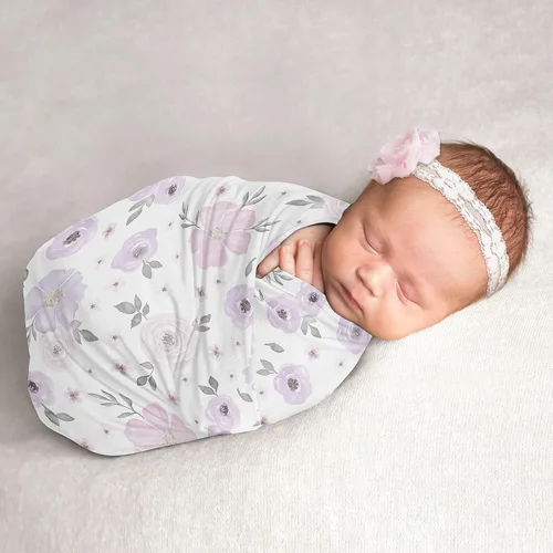 Vista 15 de Sweet Jojo Designs Manta para envolver al bebé con diseño floral bohemio de jardín y flores para bebé recién nacido, tejido ligero elástico