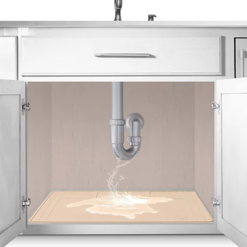 Vista 17 de El Tapete Original Para Debajo del Fregadero - Tapete Impermeable de Silicona, Recortable, Fácil de Limpiar, Forro para Gabinete de Cocina, Tapetes