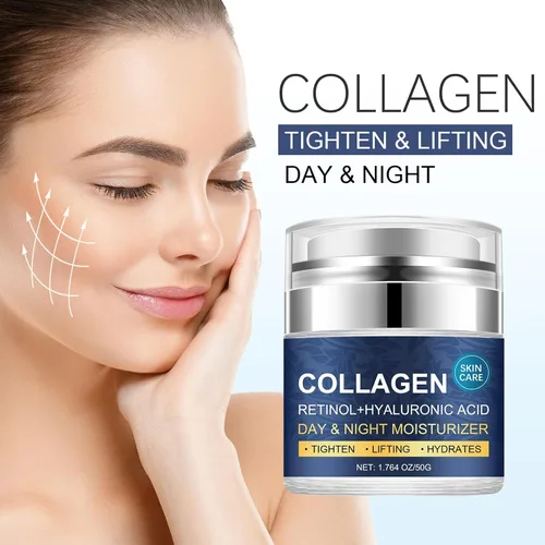 Vista 6 de Hidratante facial de colágeno, crema de colágeno para tensar la piel con retinol y ácido hialurónico antienvejecimiento hidratante de día y noche