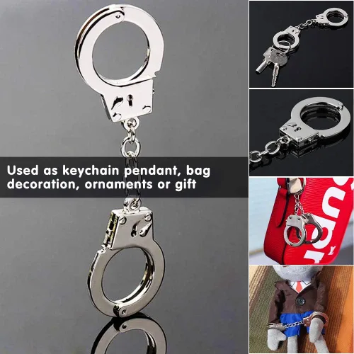 Vista 2 de Nekoki Llavero de esposas, llavero de pareja, mini esposas, llavero de metal, llavero de aleación, el mejor regalo para amigos, amantes y padres