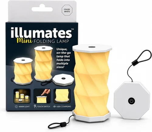 Vista 20 de Origami - Lámpara de escritorio LED plegable expandible – USB recargable y portátil – Luz de control táctil regulable con altura ajustable de hasta