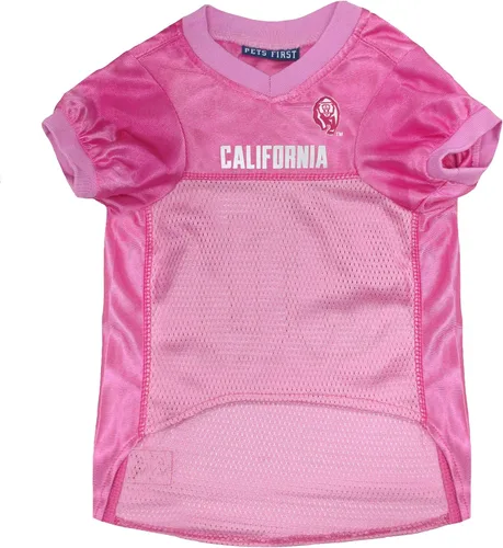 Vista 2 de Pets First Camiseta de la NCAA para perros y gatos, camiseta rosa de California Golden Bears, talla XS. Lindo traje rosa para mascotas