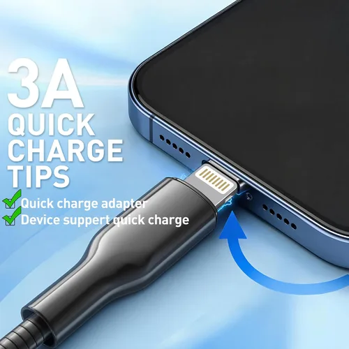 Vista 8 de Cable de carga para iPhone de 6 pies con certificación MFi para gatos y perros, cable Lightning trenzado de metal con carga rápida 3A, compatible
