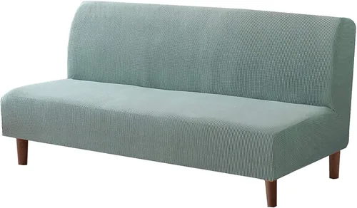 Vista 8 de Funda elástica para sofá de futón sin brazos, fundas de sofá y cama de forro polar a cuadros, fundas protectoras lavables para muebles con parte