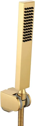 Vista 8 de Asyas Cabezal rociador de ducha de mano cuadrado de latón macizo con conector de pared ajustable, soporte de ducha y manguera, negro mate de alta