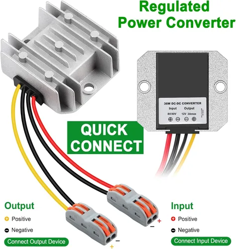 Vista 6 de EAGWELL Convertidor DC 8-40v a 12v 3A 36W reductor de voltaje reductor de voltaje IP68 transformador impermeable para carrito de golf, camión