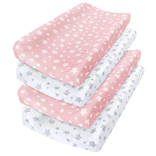 Vista 14 de Fundas para cambiador, color beige y gris, para niños y niñas, paquete de 2 unidades, unisex, funda para cambiador, sábana suave y transpirable