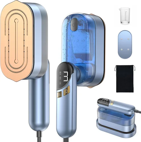Vista 11 de LOXP Plancha de vapor de mano 2 en 1 para ropa, vaporizador de viaje de 1000 W con suela de cerámica, calentamiento rápido 9s, tanque a prueba