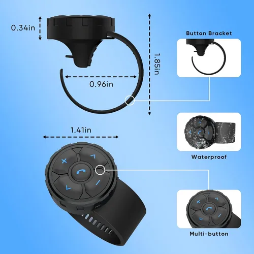 Vista 4 de Mando a distancia para auriculares con casco Bluetooth, controla música, asistentes de voz, llamadas y más, batería de larga duración, impermeable