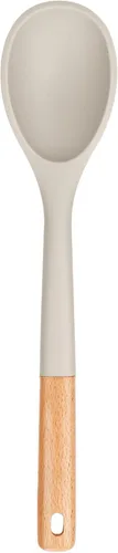 Vista 11 de Cucharas de cocina grandes de silicona, cuchara antiadherente con mango de madera maciza, cucharas de cocina de silicona resistentes al calor