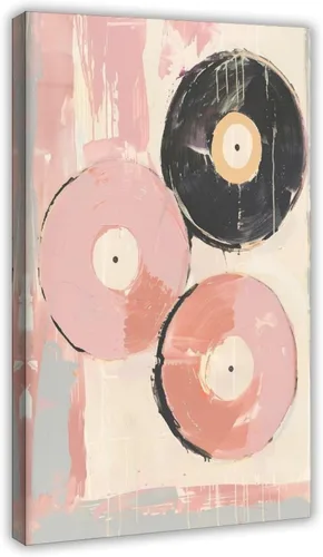 Vista 32 de YFET Tocadiscos vintage Y2K Room Flowers Pink Retro Music Lover Preppy Room - Póster artístico de pared y arte de pared, póster moderno