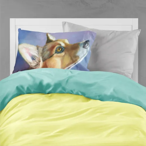 Vista 2 de Caroline's Treasures 7405PILLOWCASE Corgi Devotion - Funda de almohada de tela estándar, ligera, súper suave, fácil de cuidar, decorativa, funda