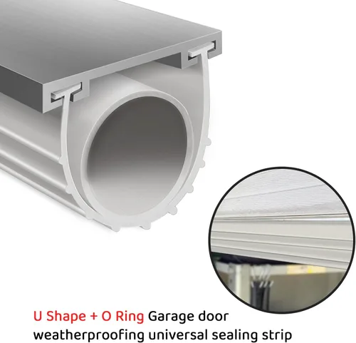 Vista 8 de Sellos de puerta de garaje de goma inferior con kit de base de retención de pistas de aluminio preperforado, kit de sellado de clima de forma de U