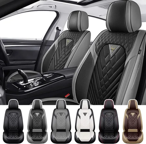 Vista 28 de Fundas de Asiento de Coche para Nissan Murano 2003-2026, Funda de Asiento Completa de Piel Nappa Impermeable, Protector de Asiento Automotriz Gris