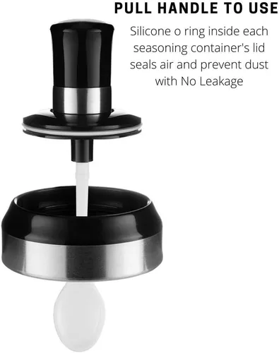 Vista 3 de BOILING POINT Tarro de salsa para azúcar, cuchara combinada con tapa, recipientes para almacenar condimentos, sal y azúcar para cocina
