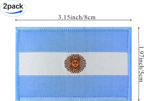 Vista 3 de QQSD Parche de bandera argentina Argentina - Cierre de velcro, paquete de 2