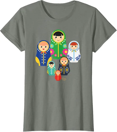 Vista 13 de Matryoshka Russian Nesting Dolls, Rusia - Camiseta de regalo, Azul / Patchwork, S