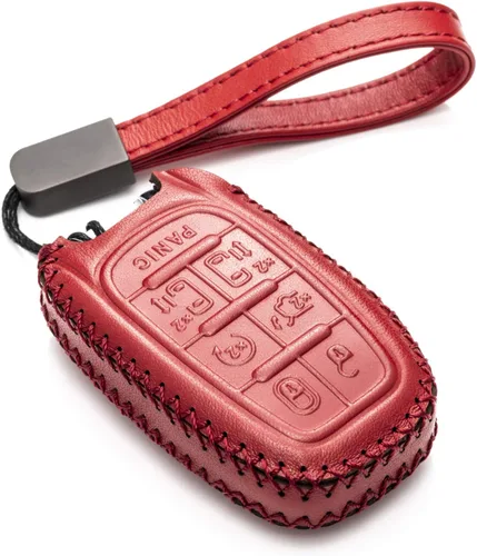 Vista 9 de Vitodeco Funda protectora de cuero genuino para llavero inteligente con clip de cuero compatible con Chrysler Pacifica 2017 - 2026 (7 botones, negro)