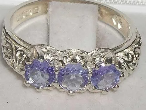 Vista 4 de Anillo de plata de ley 925 auténtica de Tanzanita para mujer