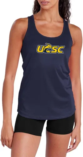 Vista 292 de Camiseta deportiva sin mangas oficial de NCAA Collegiate para mujer, con espalda cruzada, colección con logotipo primario