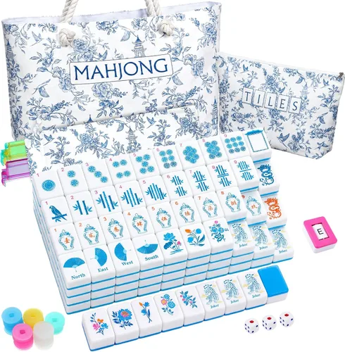 Vista 10 de Ceenna American Mahjong Set Completo 160 Piezas, Espalda Verde
